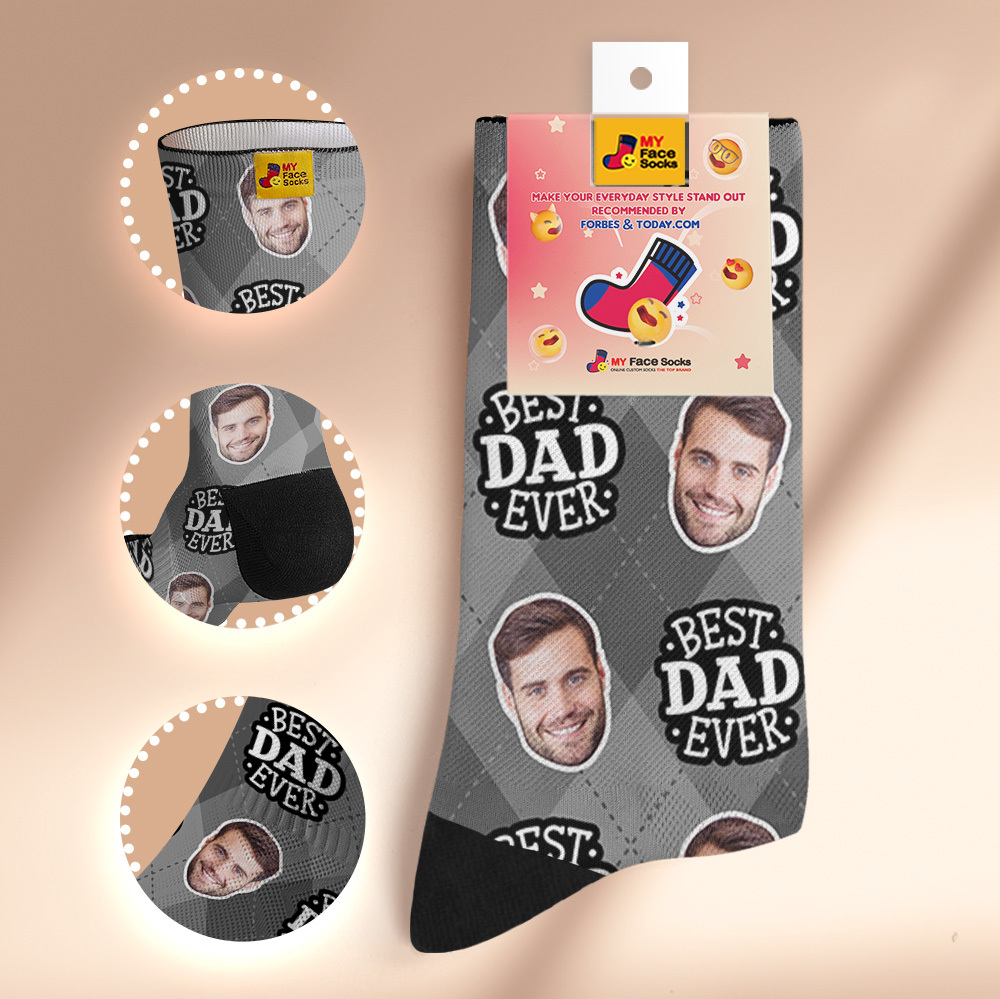 Custom Best Dad Ever Photo Print Socks Colorful  Dad Socks Personalized Custom Design Best Fathers Day Gift 