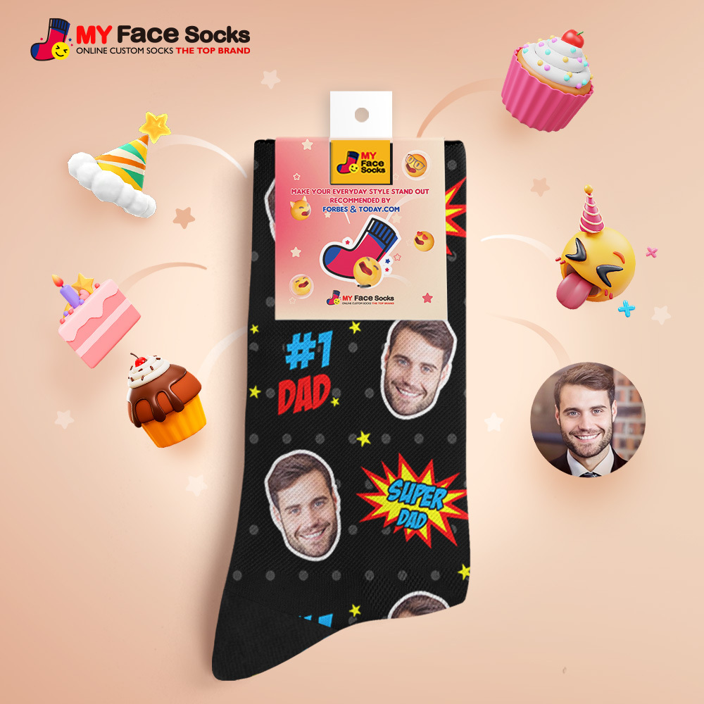 Custom Best Dad Ever Photo Print Socks Colorful  Dad Socks Personalized Custom Design Best Fathers Day Gift 