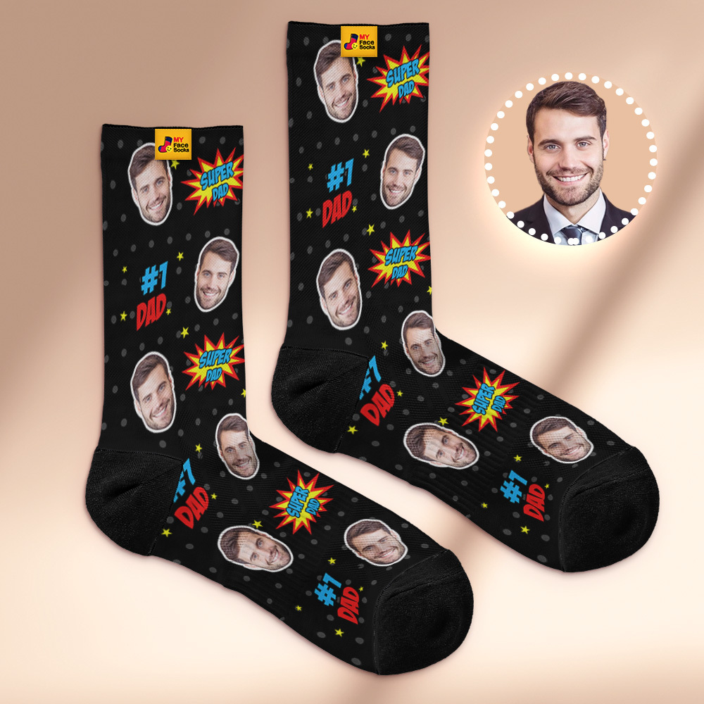 Custom Best Dad Ever Photo Print Socks Colorful Dad Socks Personalized Custom Design Best Fathers Day Gift