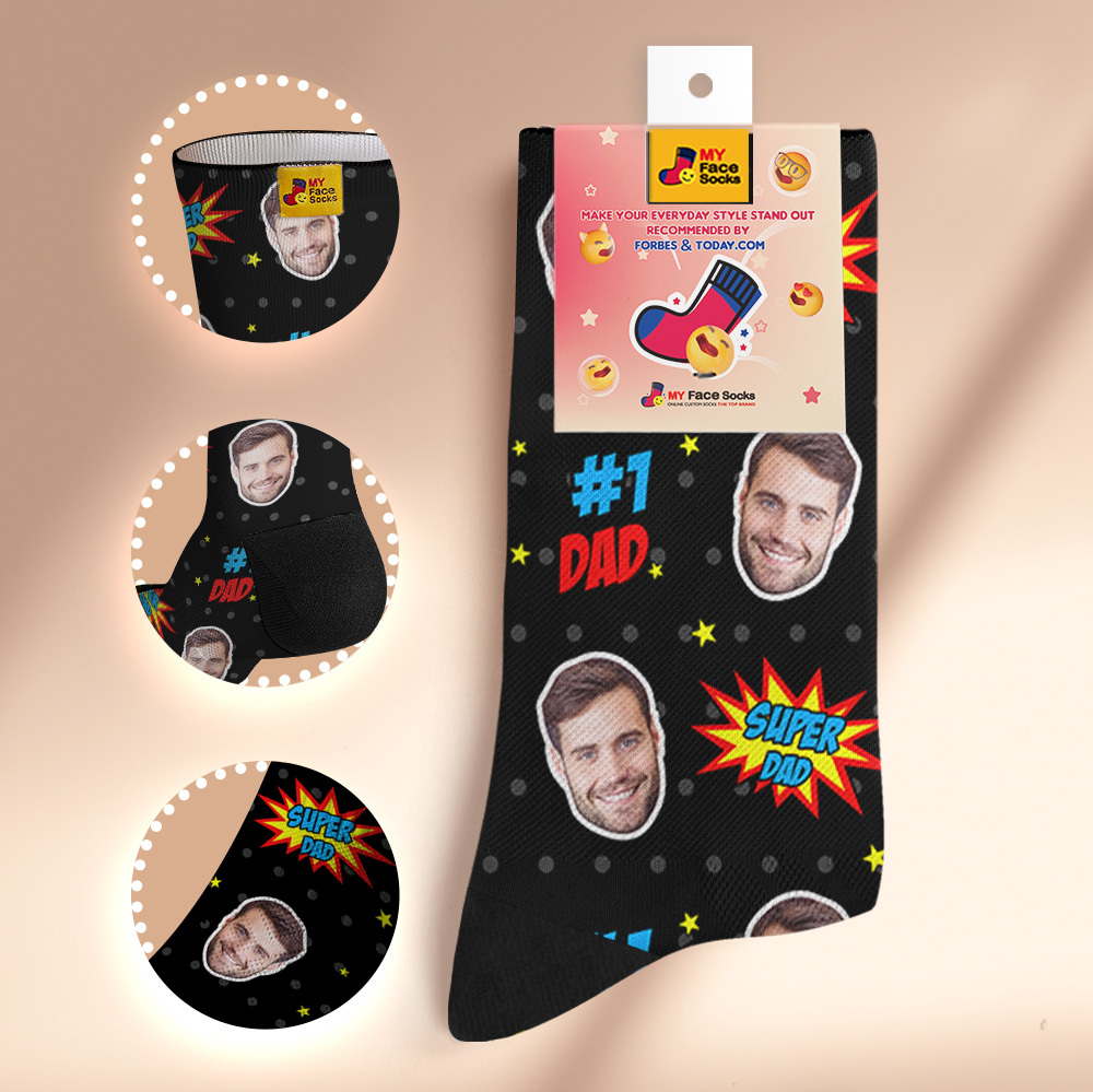 Custom Best Dad Ever Photo Print Socks Colorful  Dad Socks Personalized Custom Design Best Fathers Day Gift 