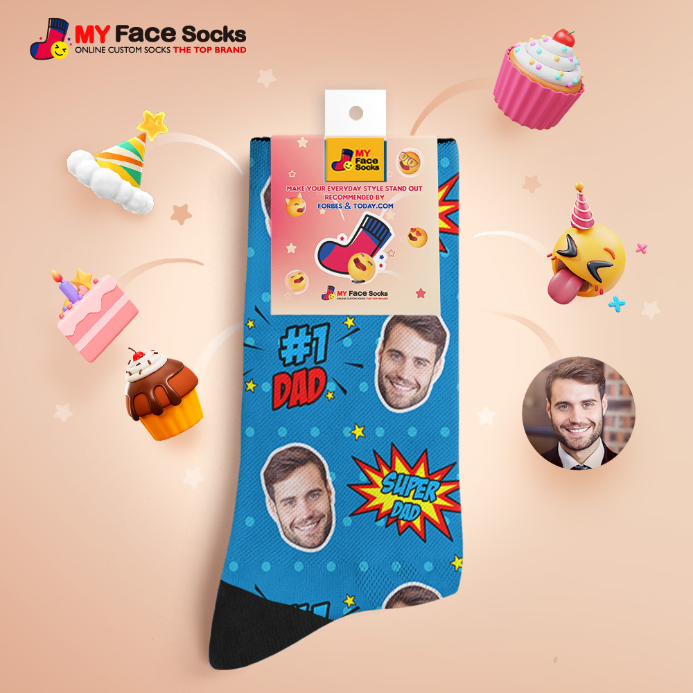 Custom Best Dad Ever Photo Print Socks Colorful Dad Socks Personalized Custom Design Best Fathers Day Gift