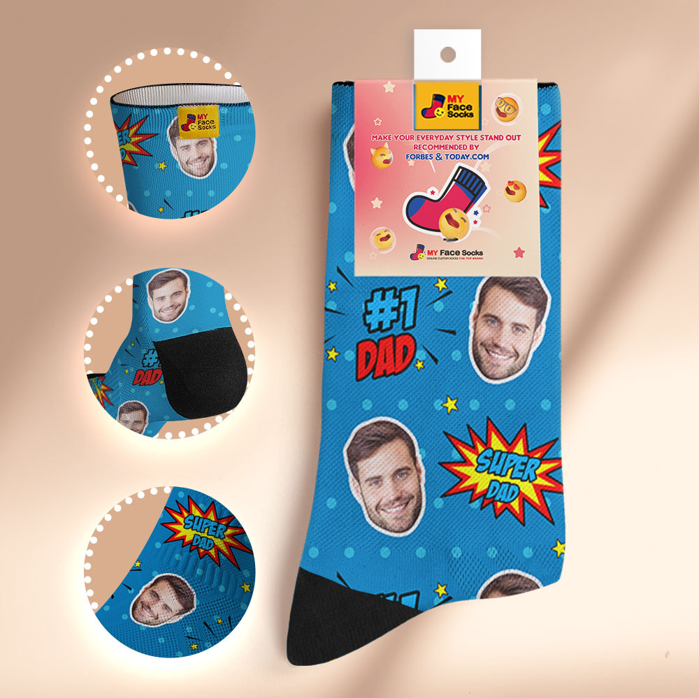 Custom Best Dad Ever Photo Print Socks Colorful Dad Socks Personalized Custom Design Best Fathers Day Gift