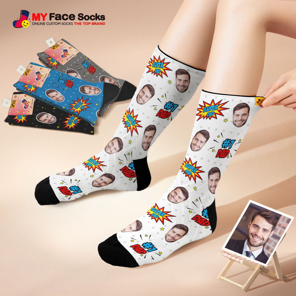 Custom Best Dad Ever Photo Print Socks Colorful Dad Socks Personalized Custom Design Best Fathers Day Gift