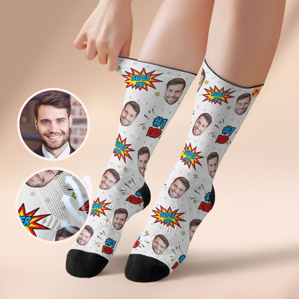Custom Best Dad Ever Photo Print Socks Colorful  Dad Socks Personalized Custom Design Best Fathers Day Gift 