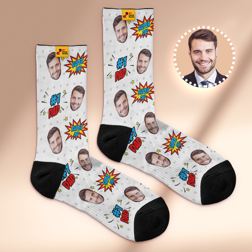 Custom Best Dad Ever Photo Print Socks Colorful Dad Socks Personalized Custom Design Best Fathers Day Gift
