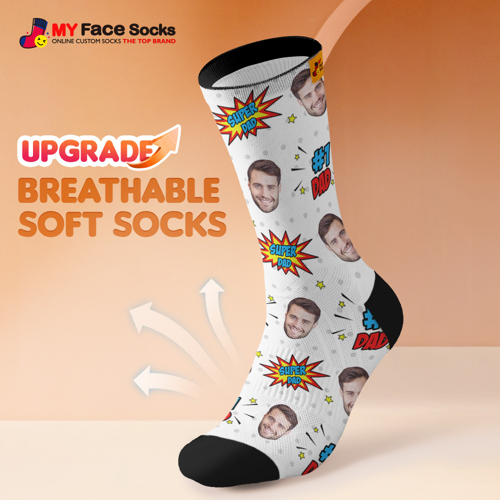 Custom Best Dad Ever Photo Print Socks Colorful  Dad Socks Personalized Custom Design Best Fathers Day Gift 