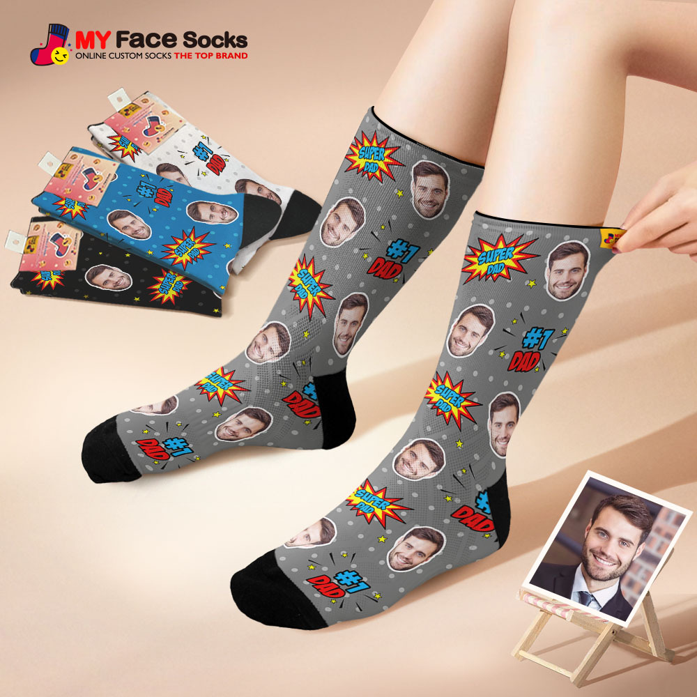 Custom Best Dad Ever Photo Print Socks Colorful Dad Socks Personalized Custom Design Best Fathers Day Gift