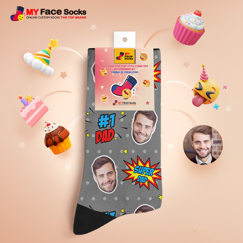 Custom Best Dad Ever Photo Print Socks Colorful Dad Socks Personalized Custom Design Best Fathers Day Gift