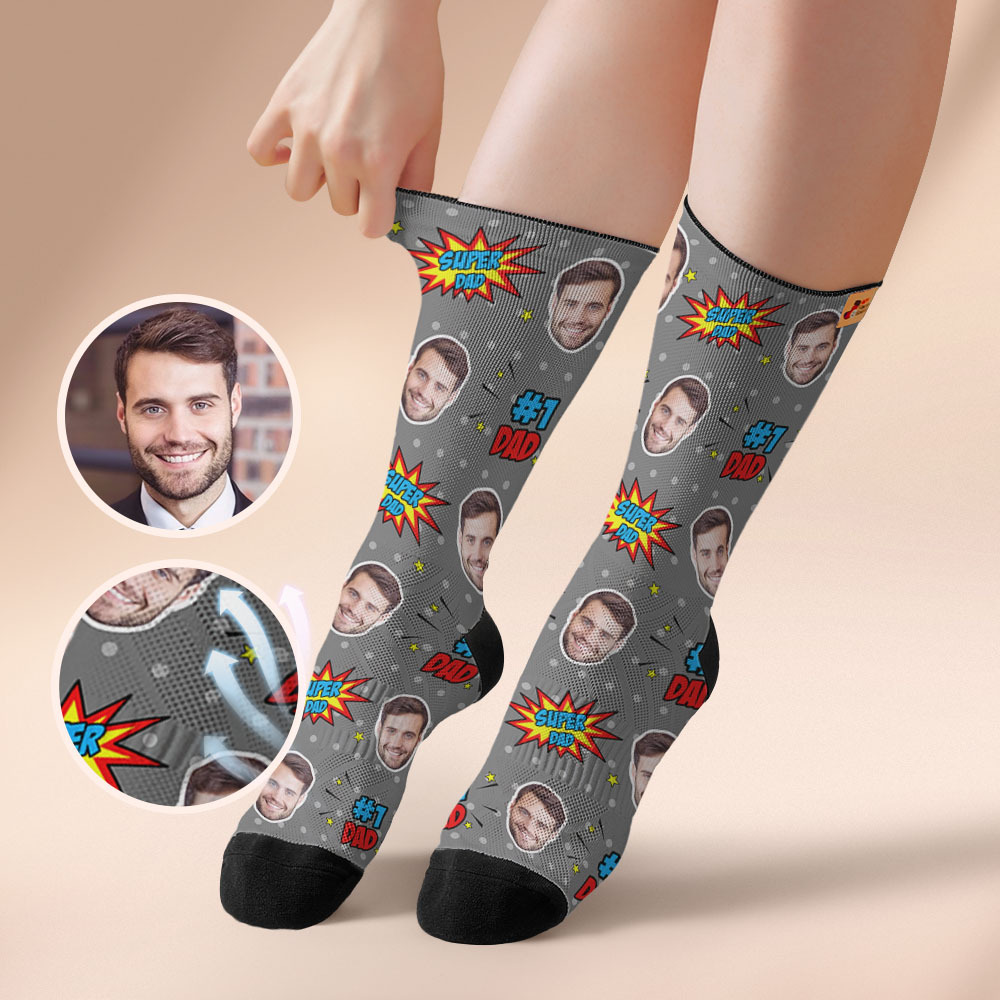 Custom Best Dad Ever Photo Print Socks Colorful  Dad Socks Personalized Custom Design Best Fathers Day Gift 