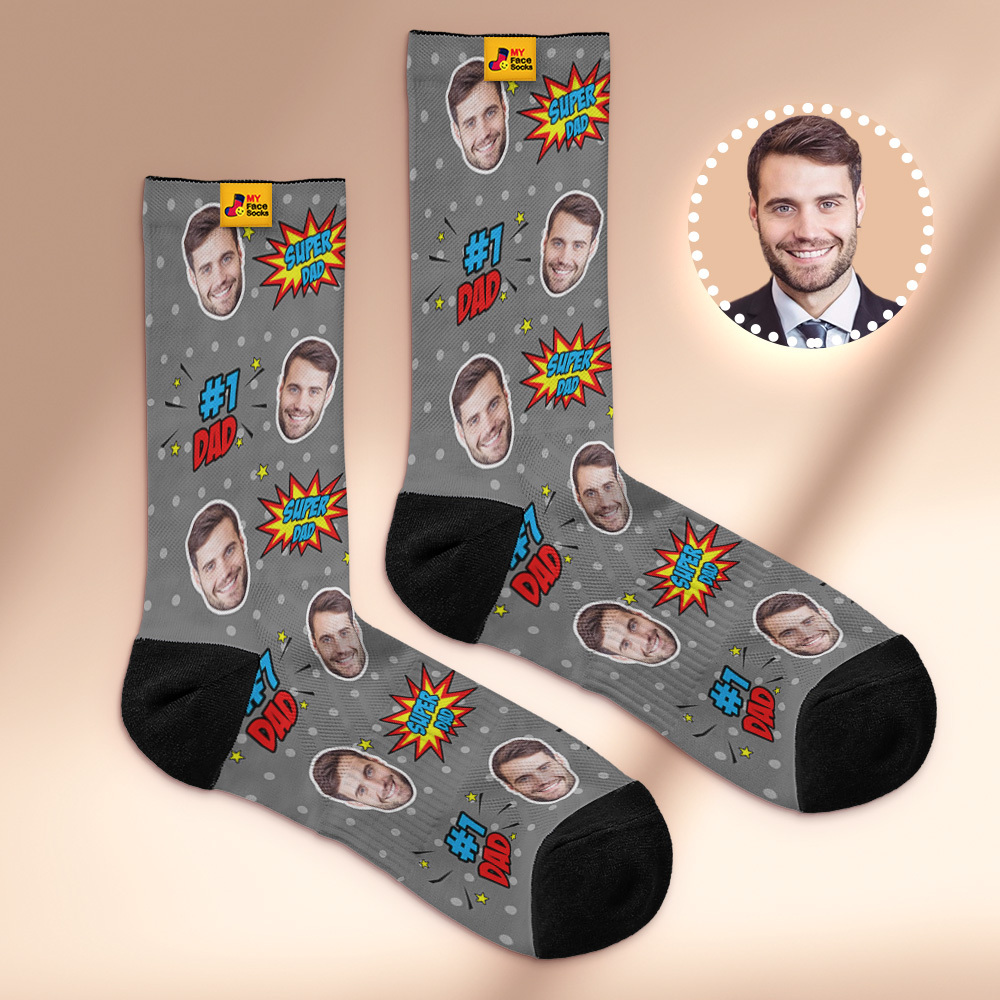 Custom Best Dad Ever Photo Print Socks Colorful  Dad Socks Personalized Custom Design Best Fathers Day Gift 