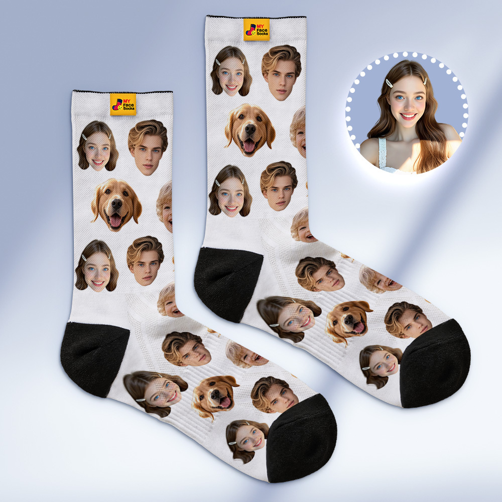 Custom Face Socks Personalized Socks with Faces Photo Funny Gift Photo Family Socks