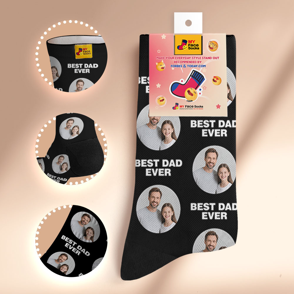 Custom 1 Photo Message Socks Photo Print Socks Colorful Dad Socks Personalized Fathers Day Gift