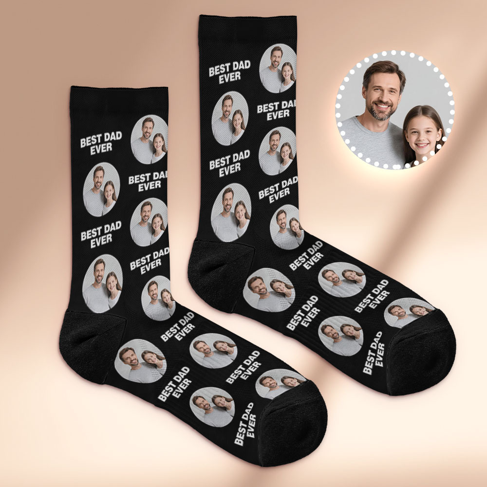 Custom 1 Photo Message Socks Photo Print Socks Colorful Dad Socks Personalized Fathers Day Gift