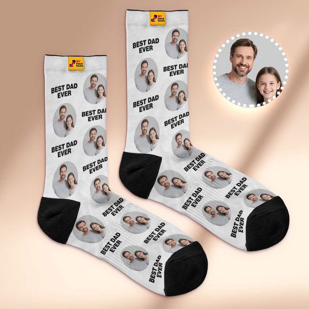 Custom 1 Photo Message Socks Photo Print Socks Colorful Dad Socks Personalized Fathers Day Gift