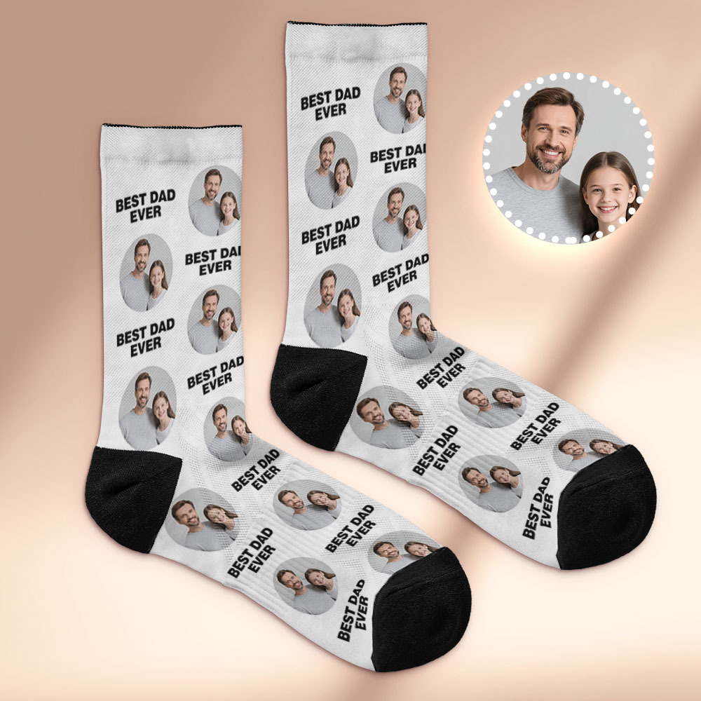 Custom 1 Photo Message Socks Photo Print Socks Colorful Dad Socks Personalized Fathers Day Gift