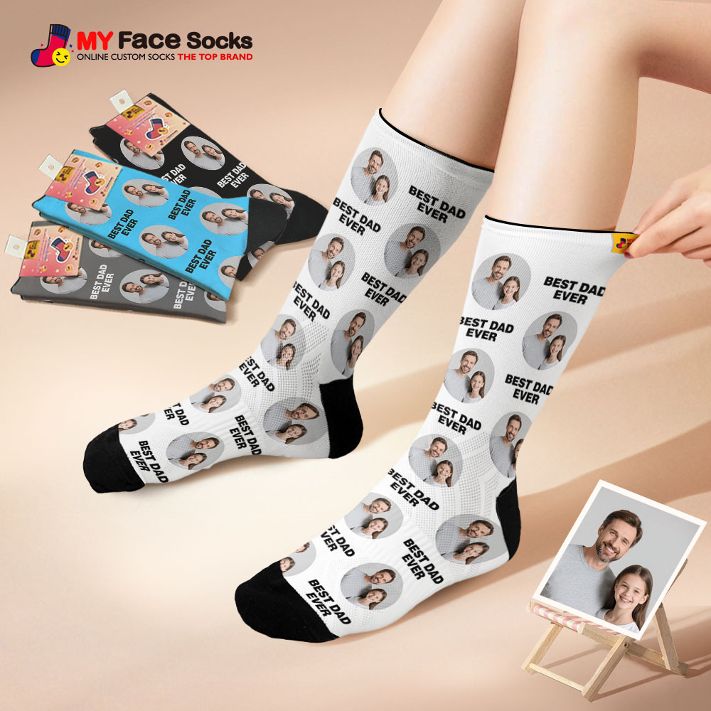 Custom 1 Photo Message Socks Photo Print Socks Colorful Dad Socks Personalized Fathers Day Gift