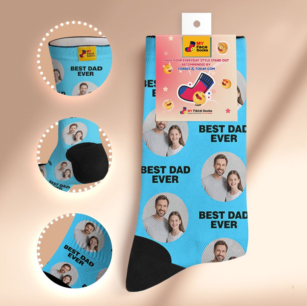 Custom 1 Photo Message Socks Photo Print Socks Colorful Dad Socks Personalized Fathers Day Gift