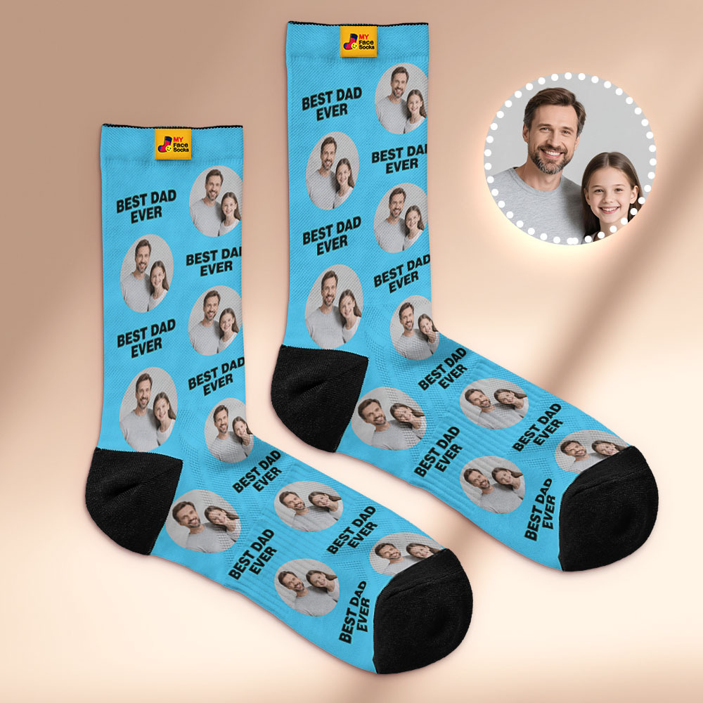 Custom 1 Photo Message Socks Photo Print Socks Colorful Dad Socks Personalized Fathers Day Gift