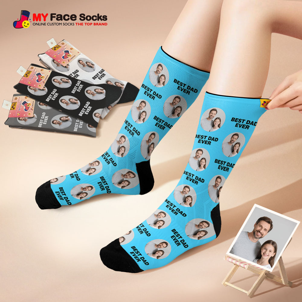 Custom 1 Photo Message Socks Photo Print Socks Colorful Dad Socks Personalized Fathers Day Gift
