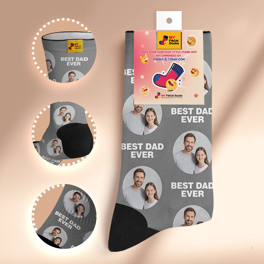 Custom 1 Photo Message Socks Photo Print Socks Colorful Dad Socks Personalized Fathers Day Gift