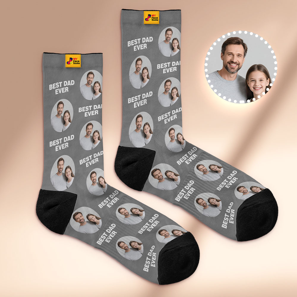 Custom 1 Photo Message Socks Photo Print Socks Colorful Dad Socks Personalized Fathers Day Gift