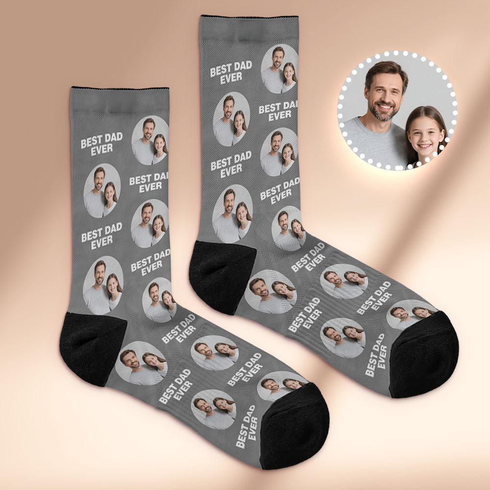 Custom 1 Photo Message Socks Photo Print Socks Colorful Dad Socks Personalized Fathers Day Gift