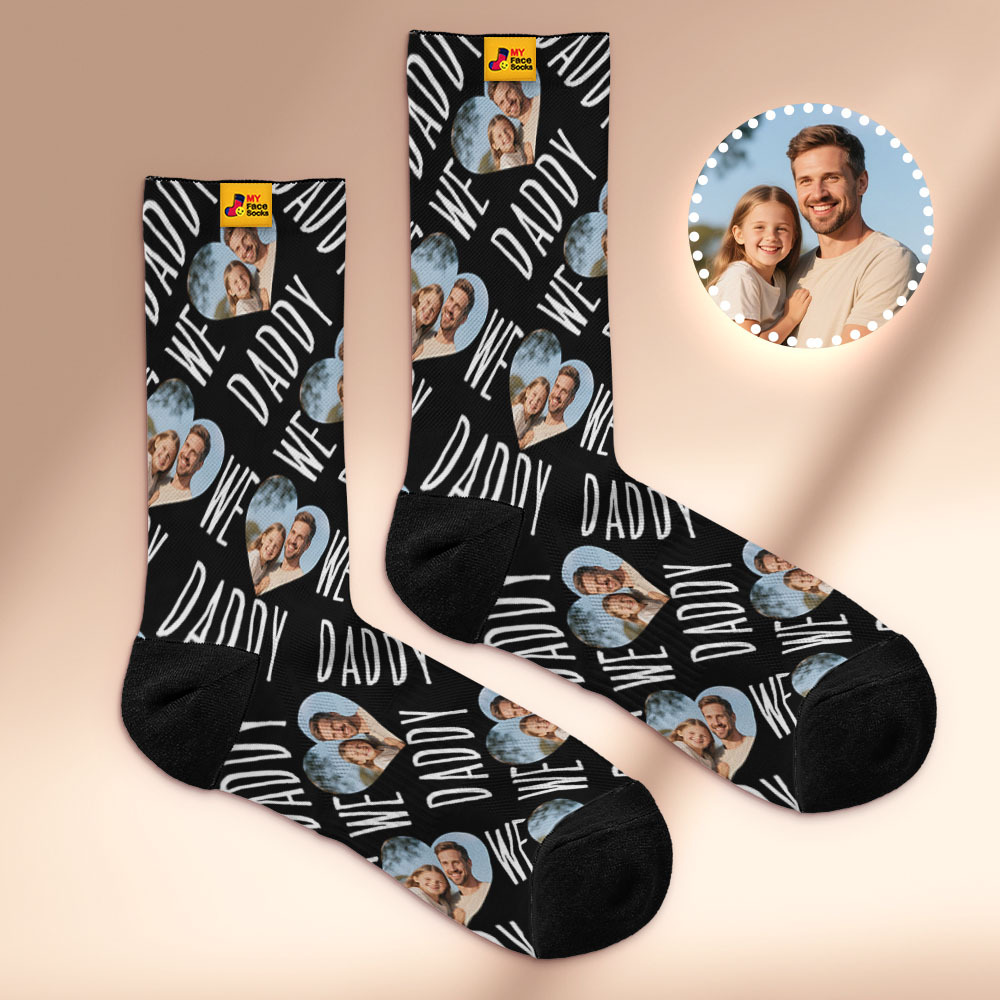 Custom 1 Photo Message Socks Photo Print Socks Colorful Dad Socks Personalized Fathers Day Gift