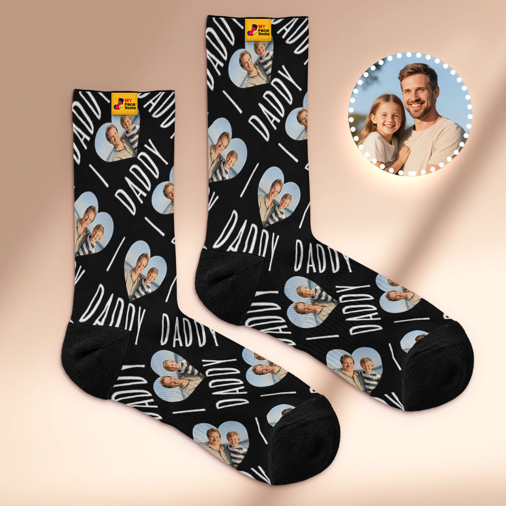 Custom 1 Photo Message Socks Photo Print Socks Colorful Dad Socks Personalized Fathers Day Gift