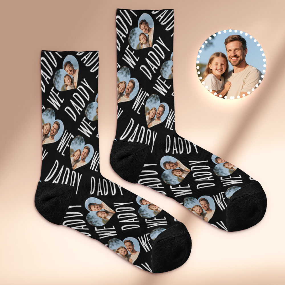 Custom 1 Photo Message Socks Photo Print Socks Colorful Dad Socks Personalized Fathers Day Gift