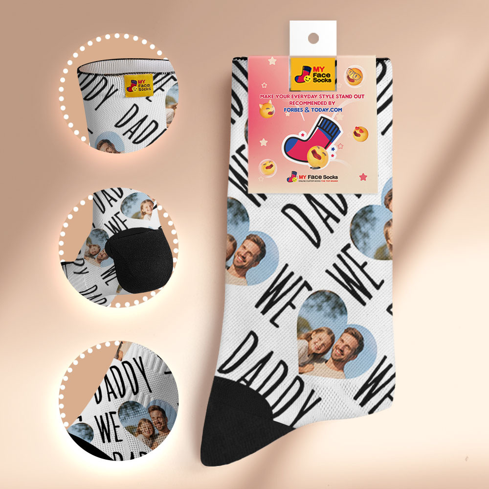 Custom 1 Photo Message Socks Photo Print Socks Colorful Dad Socks Personalized Fathers Day Gift