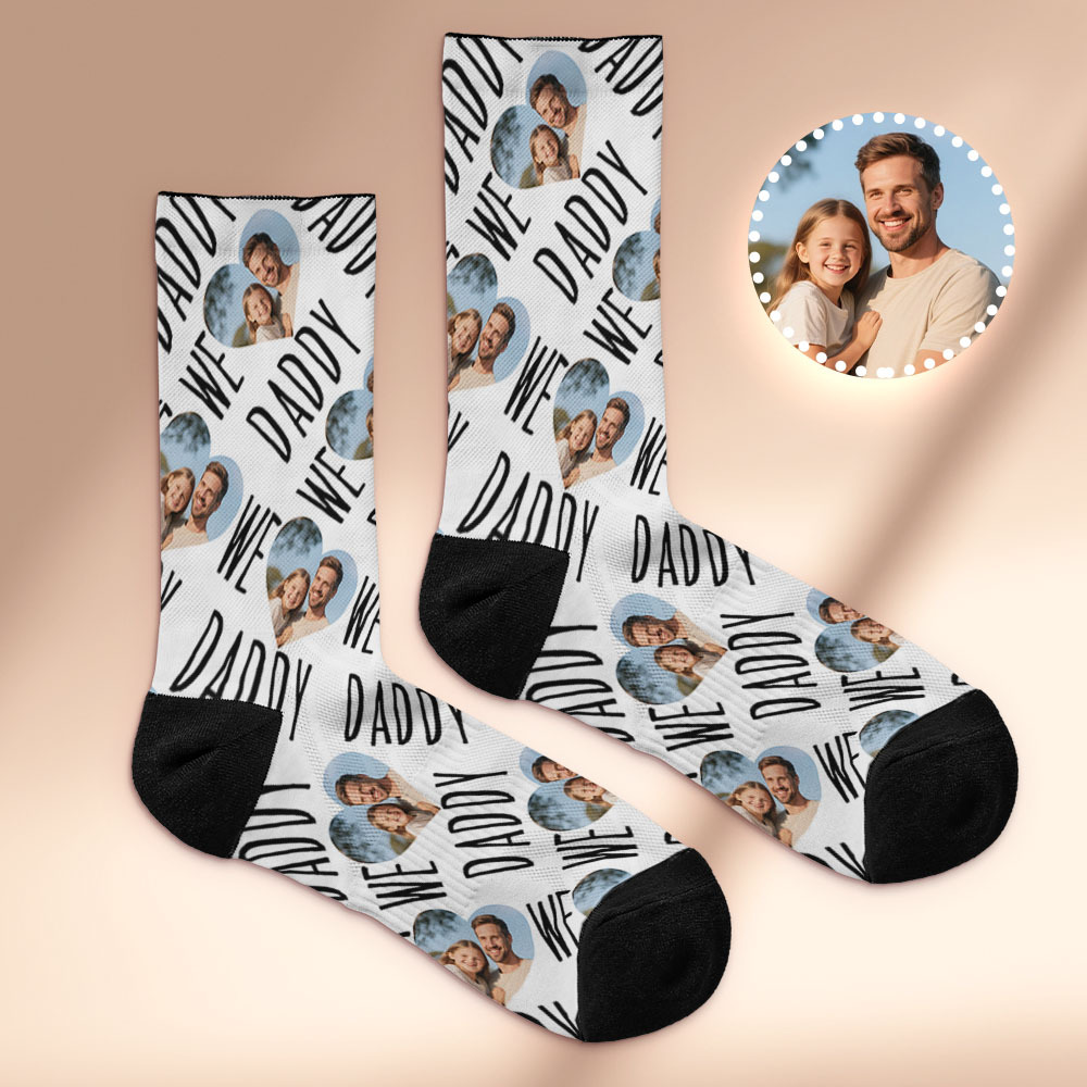 Custom 1 Photo Message Socks Photo Print Socks Colorful Dad Socks Personalized Fathers Day Gift