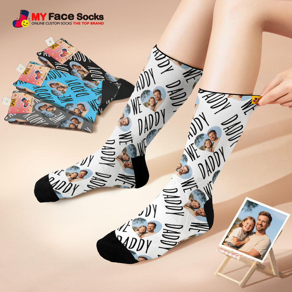 Custom 1 Photo Message Socks Photo Print Socks Colorful Dad Socks Personalized Fathers Day Gift
