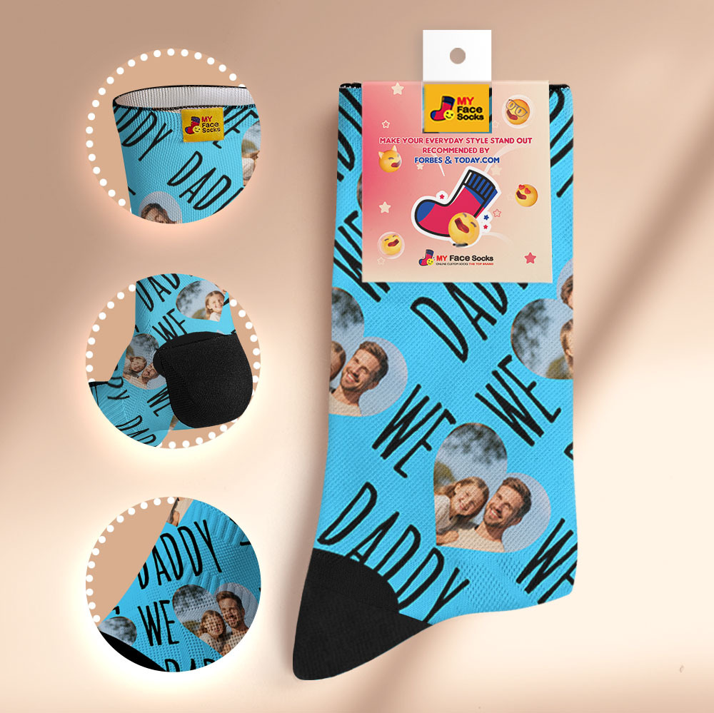 Custom 1 Photo Message Socks Photo Print Socks Colorful Dad Socks Personalized Fathers Day Gift