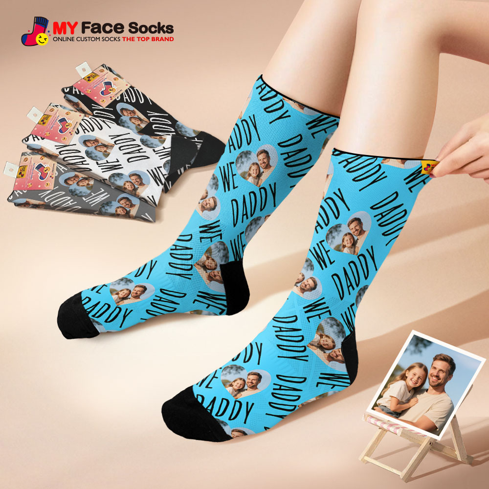 Custom 1 Photo Message Socks Photo Print Socks Colorful Dad Socks Personalized Fathers Day Gift