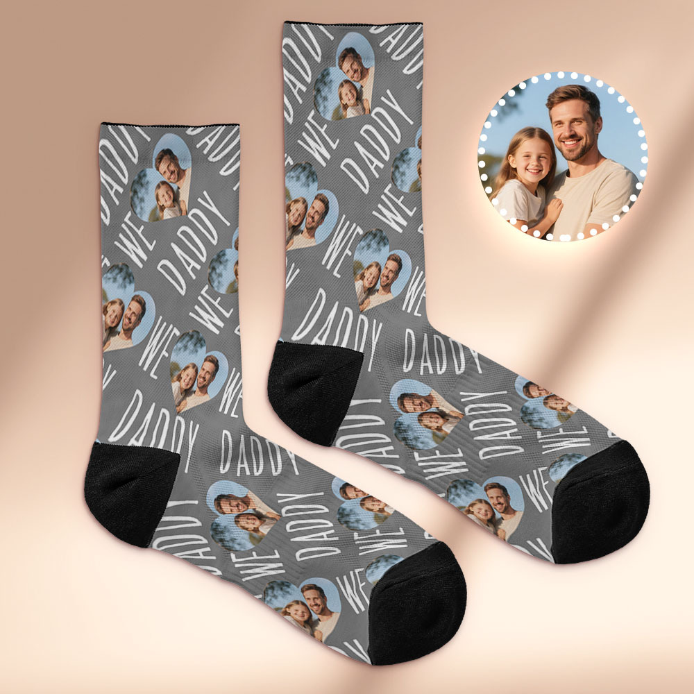 Custom 1 Photo Message Socks Photo Print Socks Colorful Dad Socks Personalized Fathers Day Gift