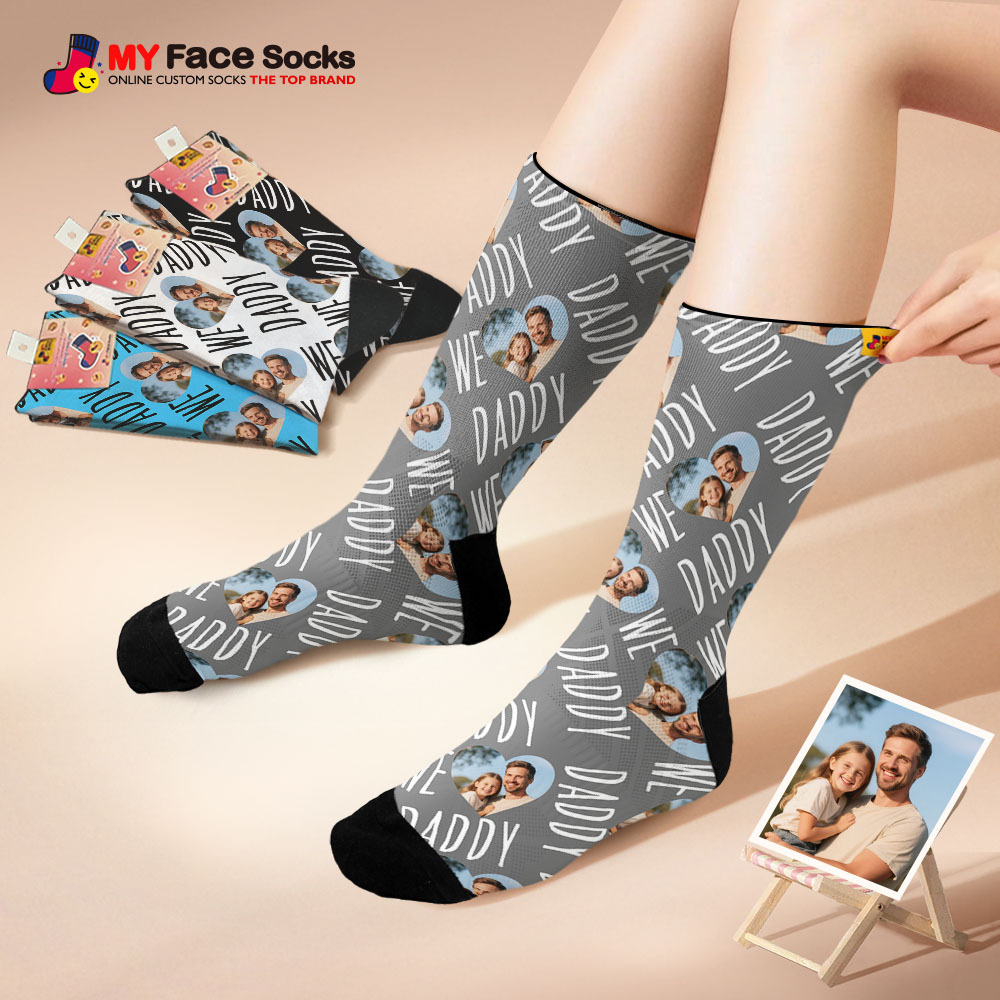 Custom 1 Photo Message Socks Photo Print Socks Colorful Dad Socks Personalized Fathers Day Gift