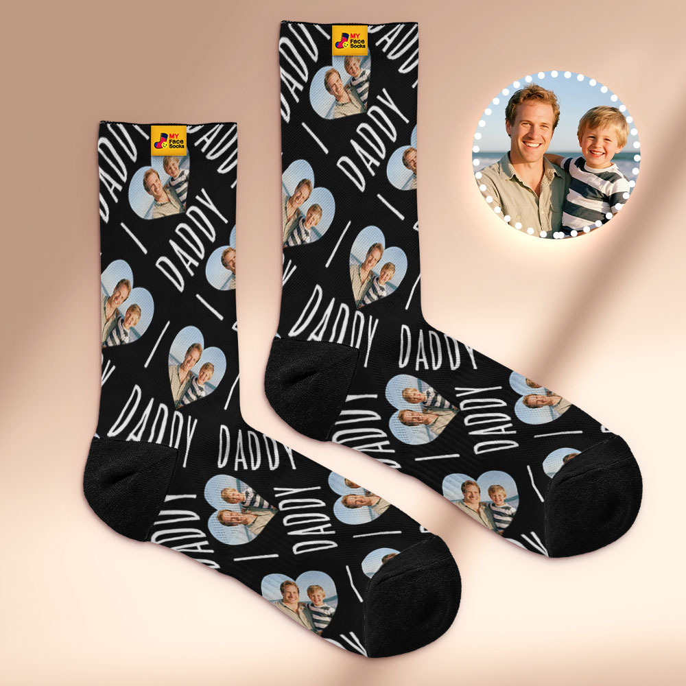 Custom 1 Photo Message Socks Photo Print Socks Colorful Dad Socks Personalized Fathers Day Gift
