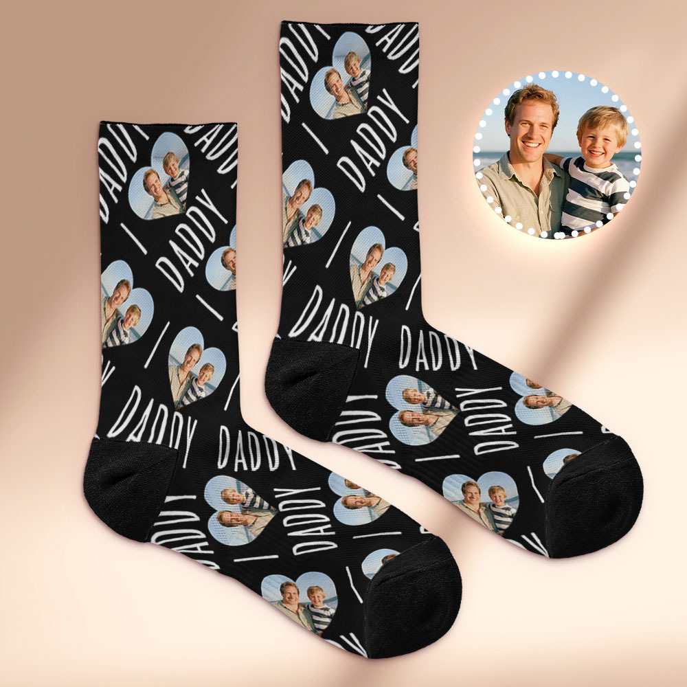 Custom 1 Photo Message Socks Photo Print Socks Colorful Dad Socks Personalized Fathers Day Gift
