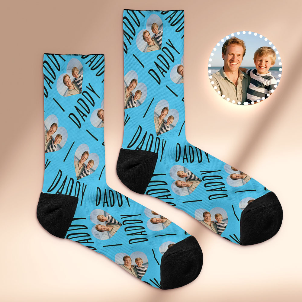 Custom 1 Photo Message Socks Photo Print Socks Colorful Dad Socks Personalized Fathers Day Gift