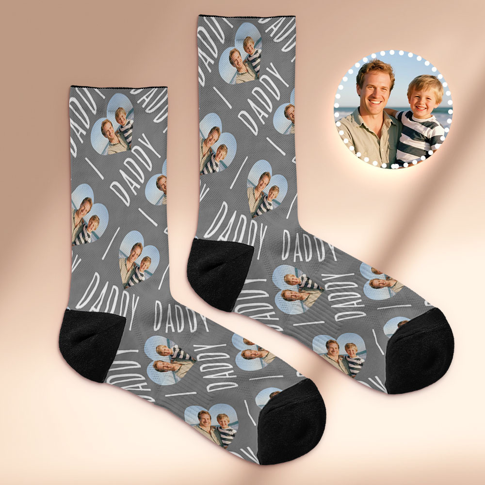 Custom 1 Photo Message Socks Photo Print Socks Colorful Dad Socks Personalized Fathers Day Gift