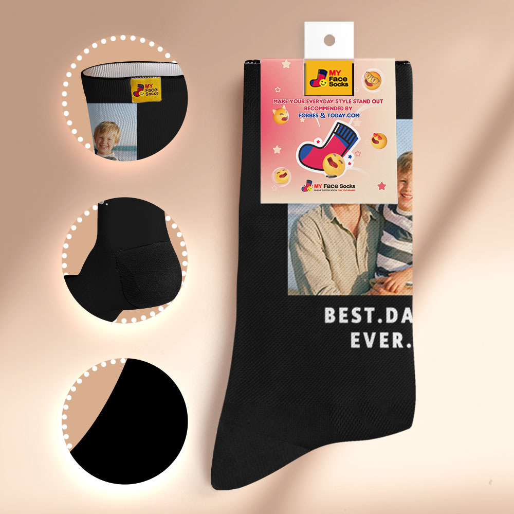 Custom 1 Photo Message Socks Photo Print Socks Colorful Dad Socks Personalized Fathers Day Gift