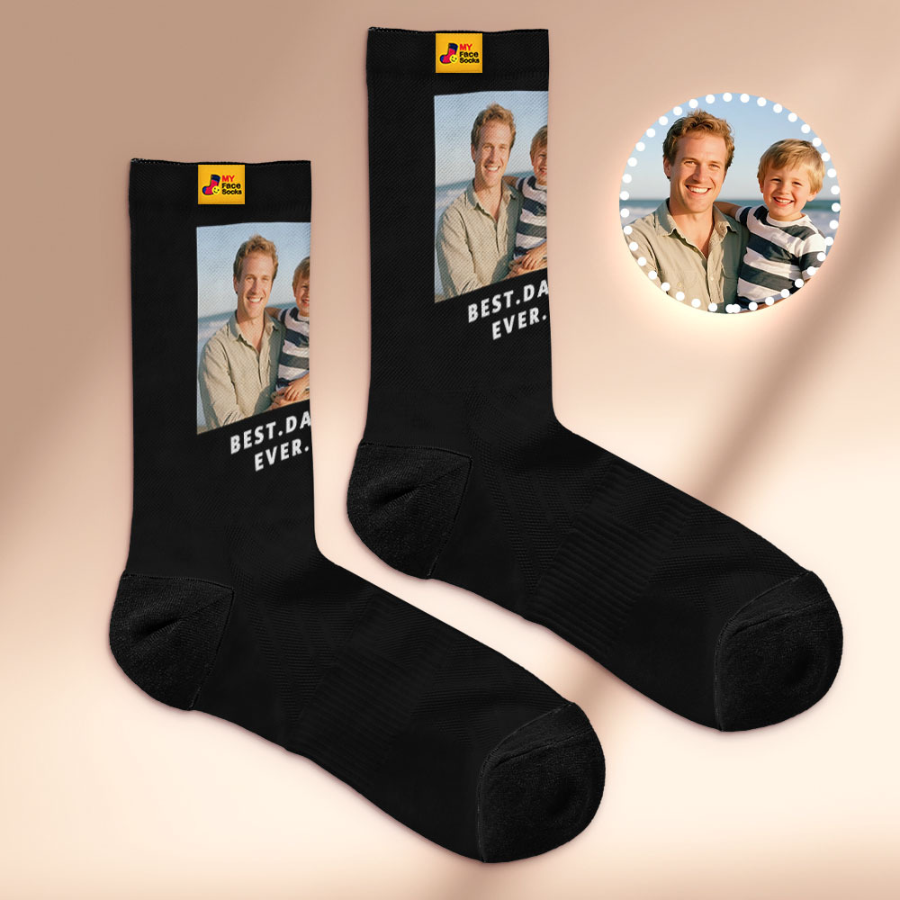 Custom 1 Photo Message Socks Photo Print Socks Colorful Dad Socks Personalized Fathers Day Gift