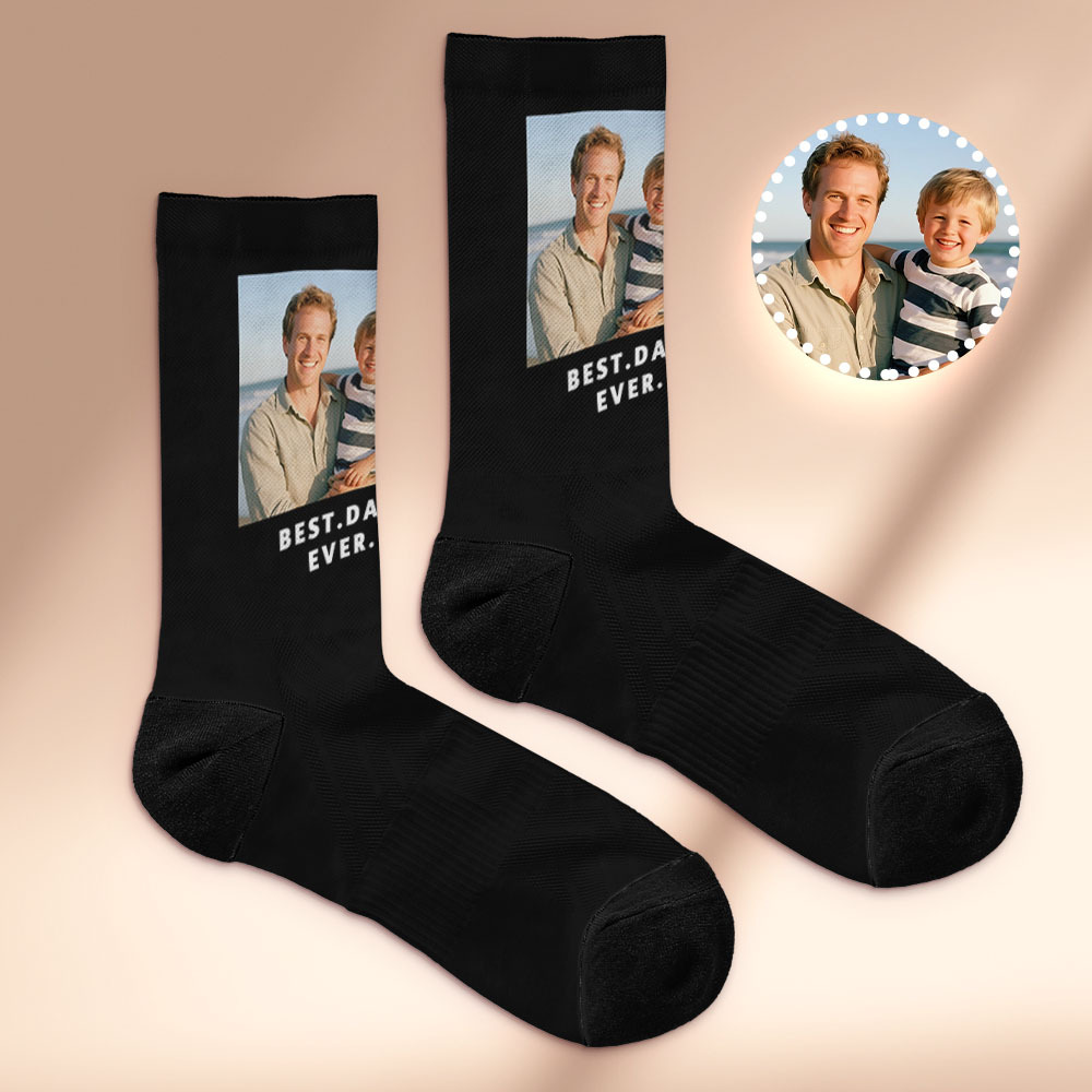 Custom 1 Photo Message Socks Photo Print Socks Colorful Dad Socks Personalized Fathers Day Gift