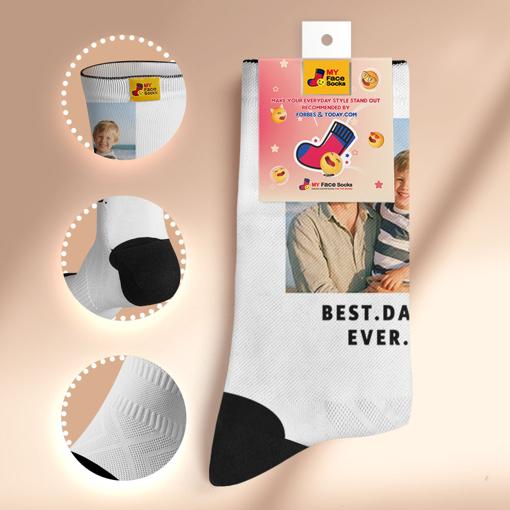 Custom 1 Photo Message Socks Photo Print Socks Colorful Dad Socks Personalized Fathers Day Gift