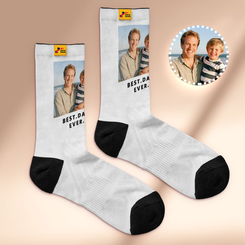 Custom 1 Photo Message Socks Photo Print Socks Colorful Dad Socks Personalized Fathers Day Gift