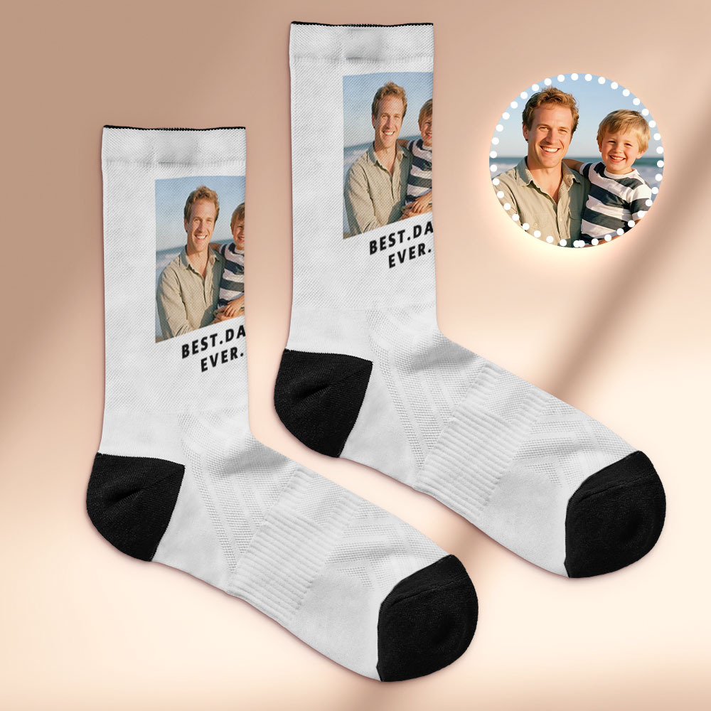 Custom 1 Photo Message Socks Photo Print Socks Colorful Dad Socks Personalized Fathers Day Gift