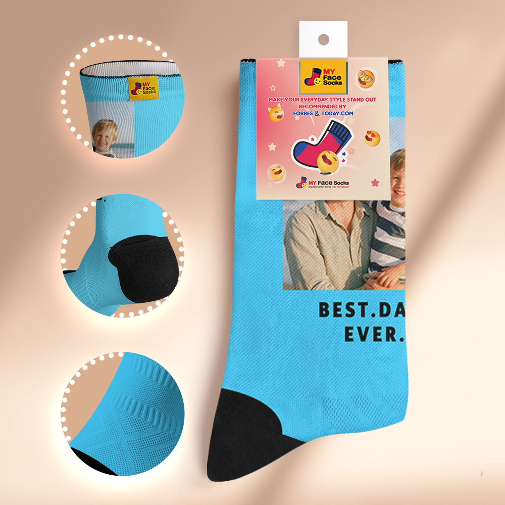 Custom 1 Photo Message Socks Photo Print Socks Colorful Dad Socks Personalized Fathers Day Gift