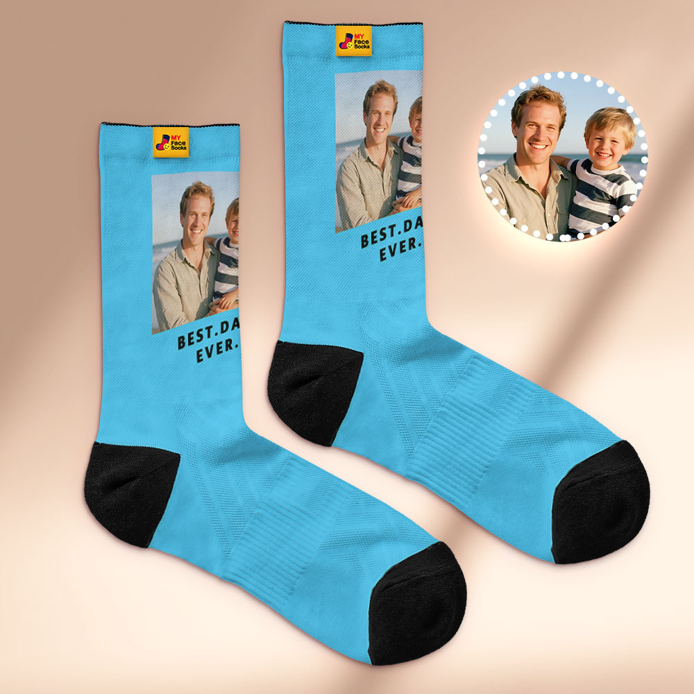 Custom 1 Photo Message Socks Photo Print Socks Colorful Dad Socks Personalized Fathers Day Gift
