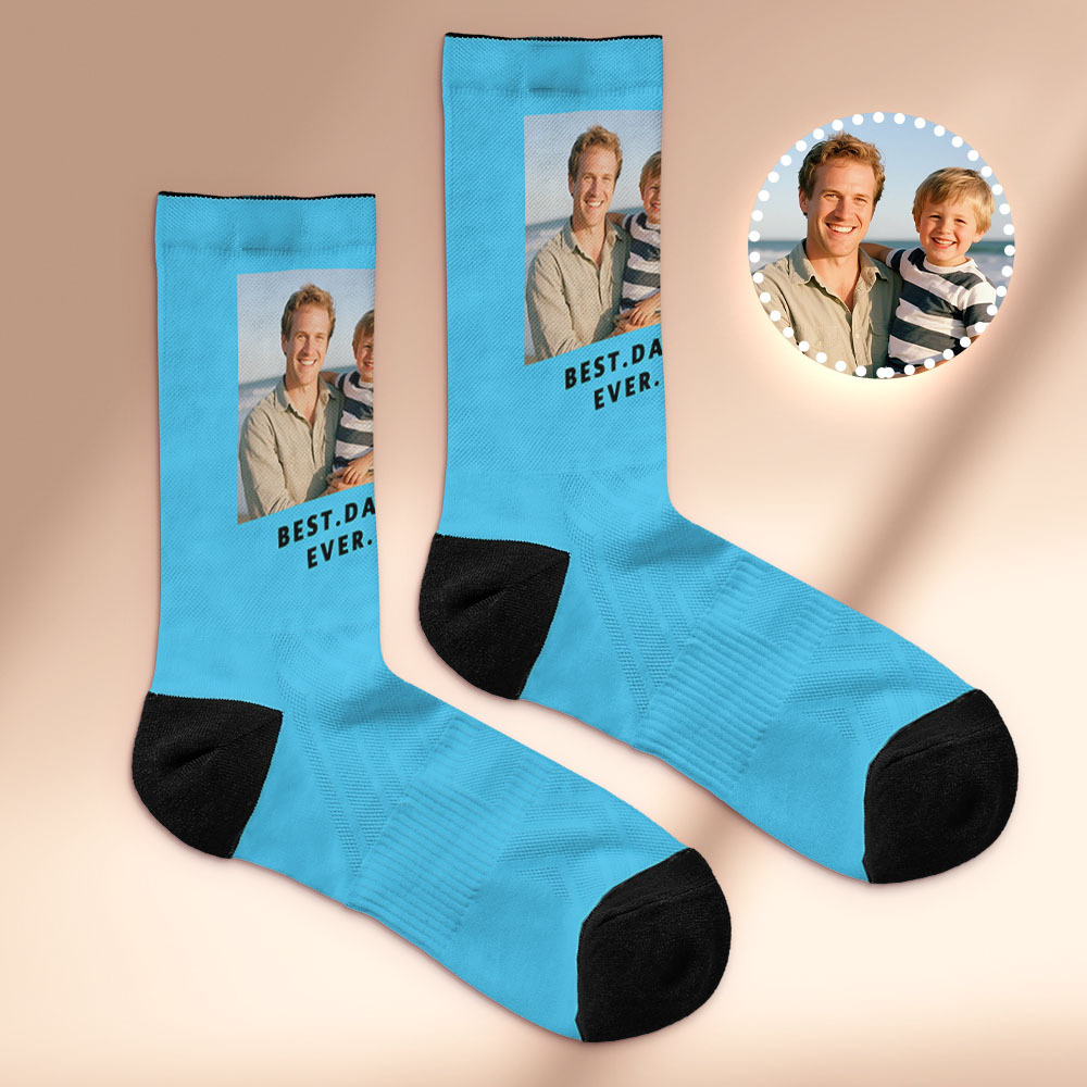 Custom 1 Photo Message Socks Photo Print Socks Colorful Dad Socks Personalized Fathers Day Gift