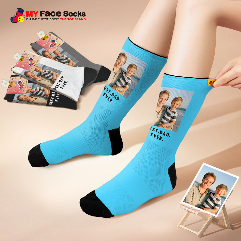 Custom 1 Photo Message Socks Photo Print Socks Colorful Dad Socks Personalized Fathers Day Gift